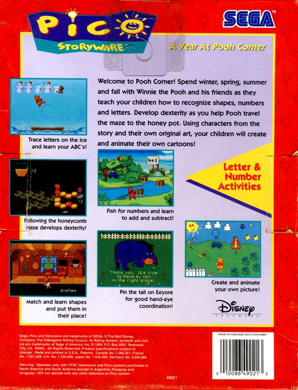 A Year At Pooh Corner box art for Sega Pico